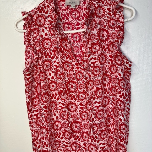 LOFT Red and White Patterned Blouse - Picture 6 of 6